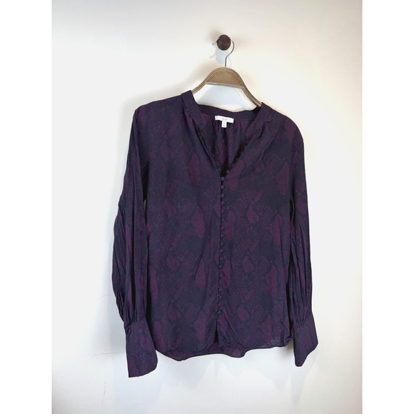 Joie Tops - Joie Top Women's Long Sleeve Button Blouse Animal Print Purple Black Size L
